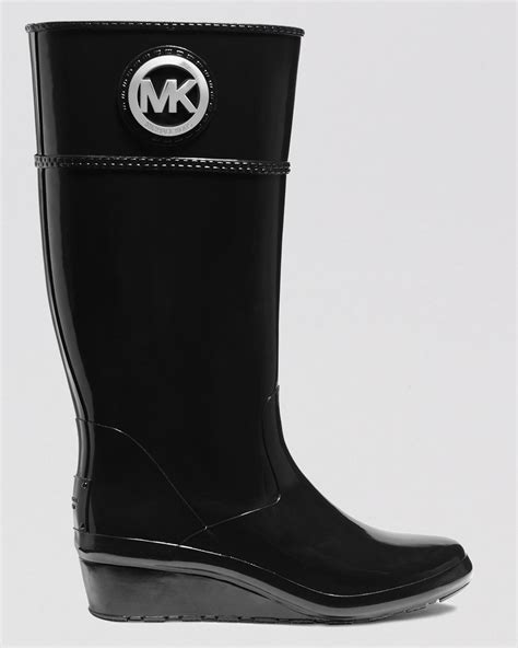 black michael kors rain boots|michael kors wedge rain boots.